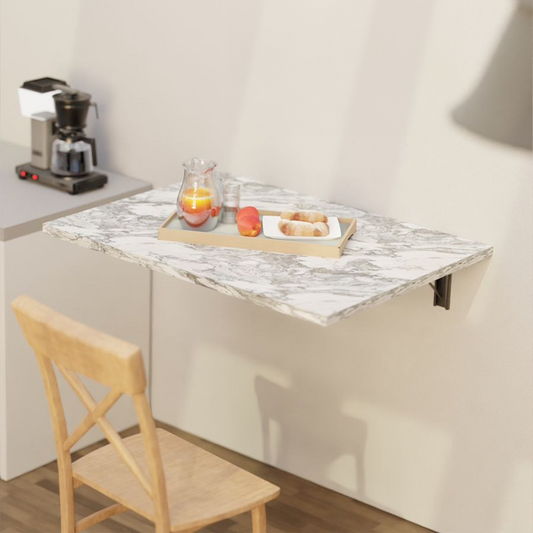 Table Murale Pliable - 90x50 cm - Effet Marbre - MDF Haute Qualité